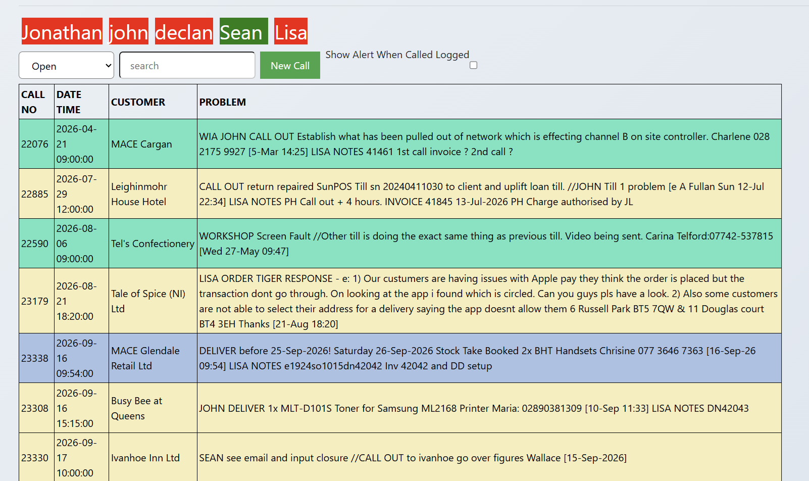 Call Logging System